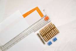 Ruler, paper, and clothespins