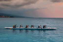 Team of rowers in a boat