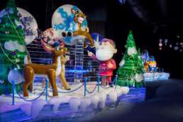 ice sculptures of characters from Rudolph the Red-Nosed Reindeer